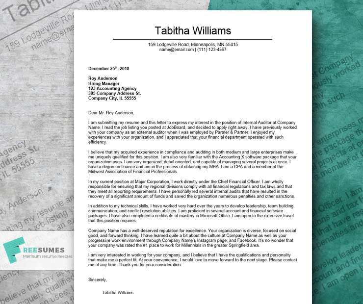 accounting experience cover letter examples