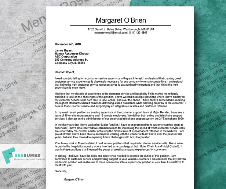 customer service cover letters examples