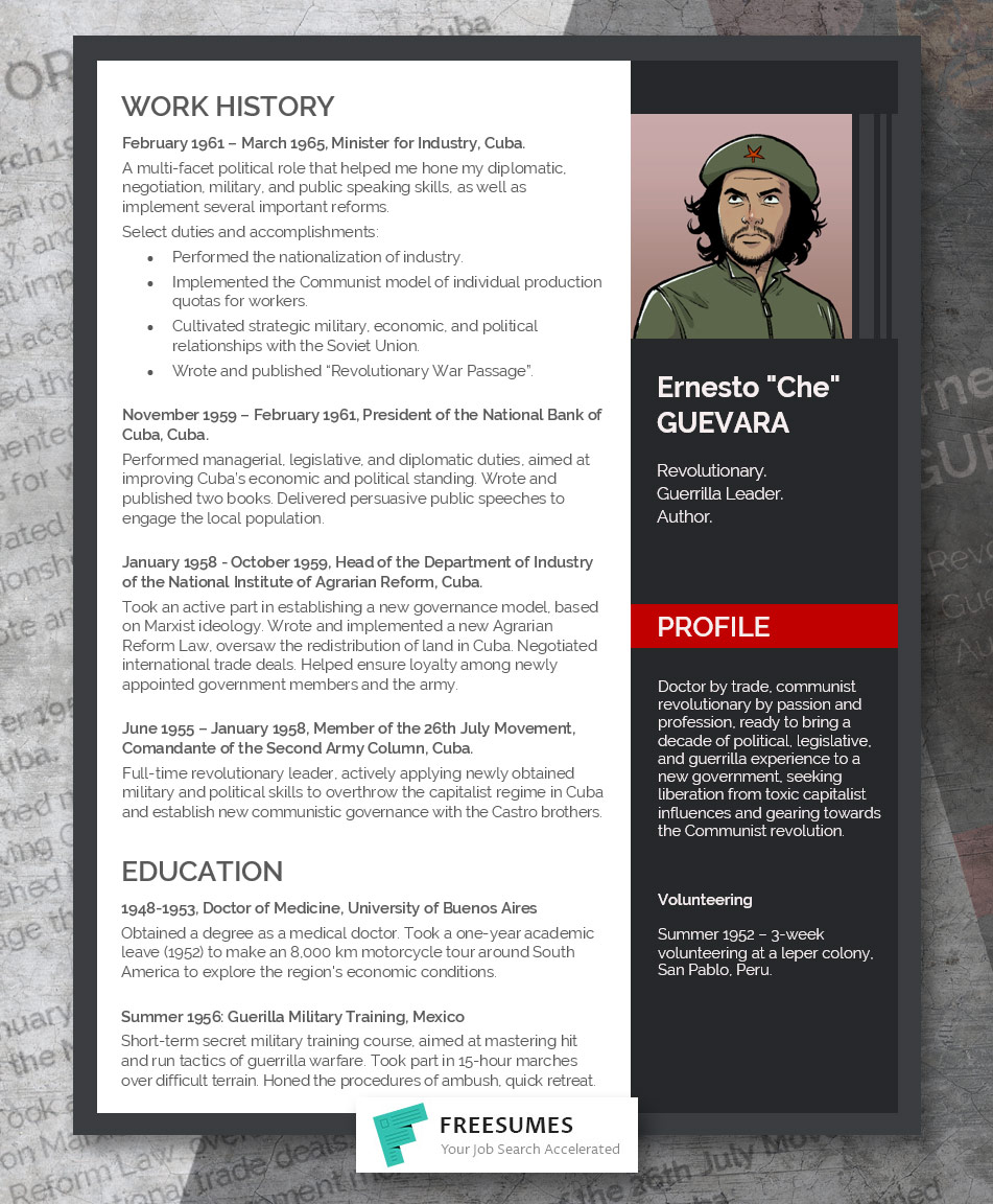 Che Guevara's resume