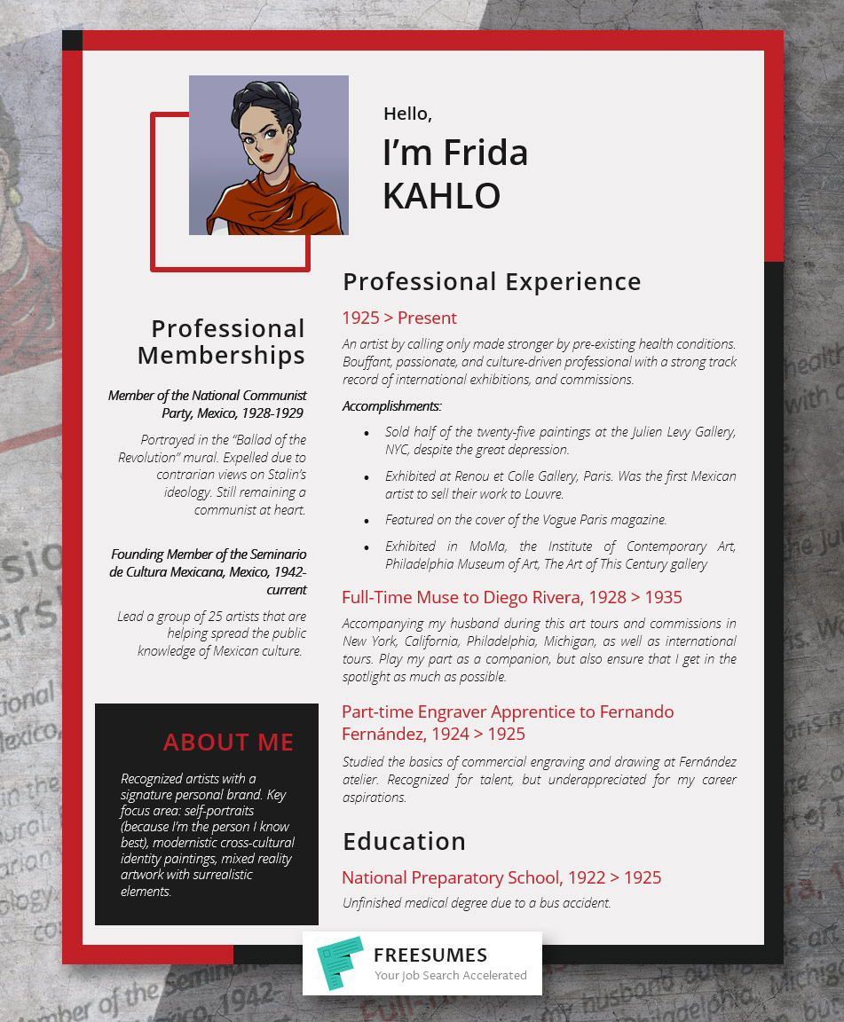 Frida Kahlo's resume