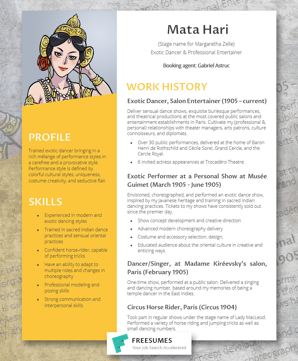 Mata Hari's resume