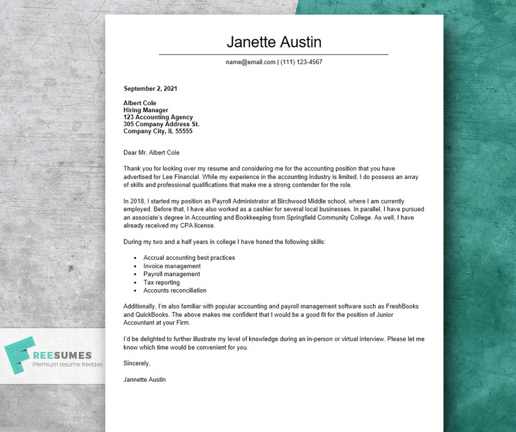 Convincing Cover Letter Examples For Accounting Freesumes