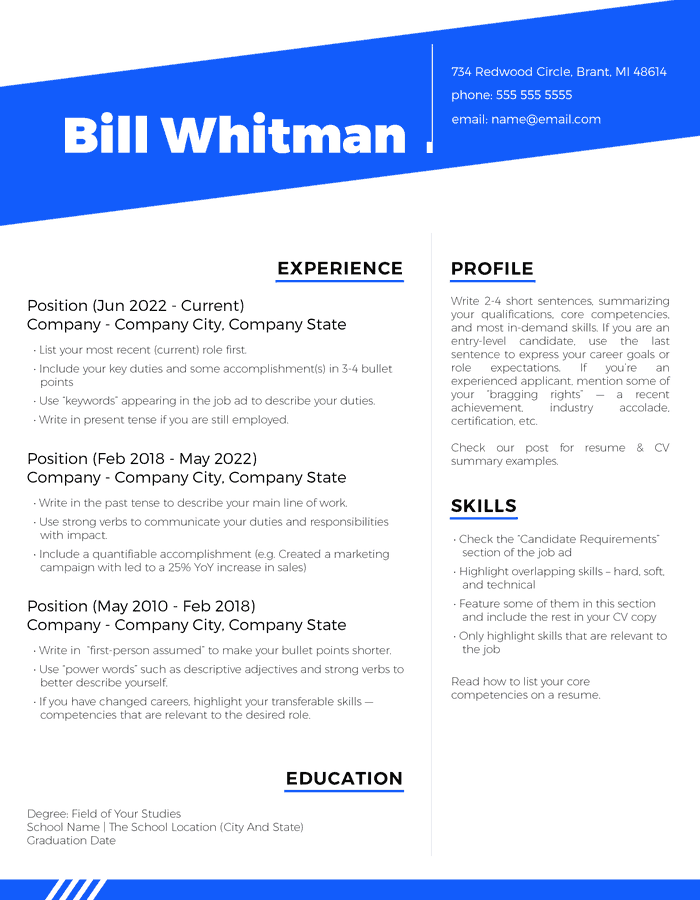 infographic resume template word free