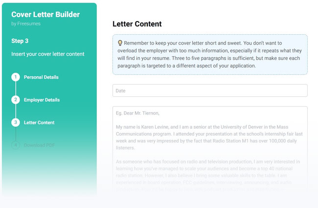 personal cover letter generator